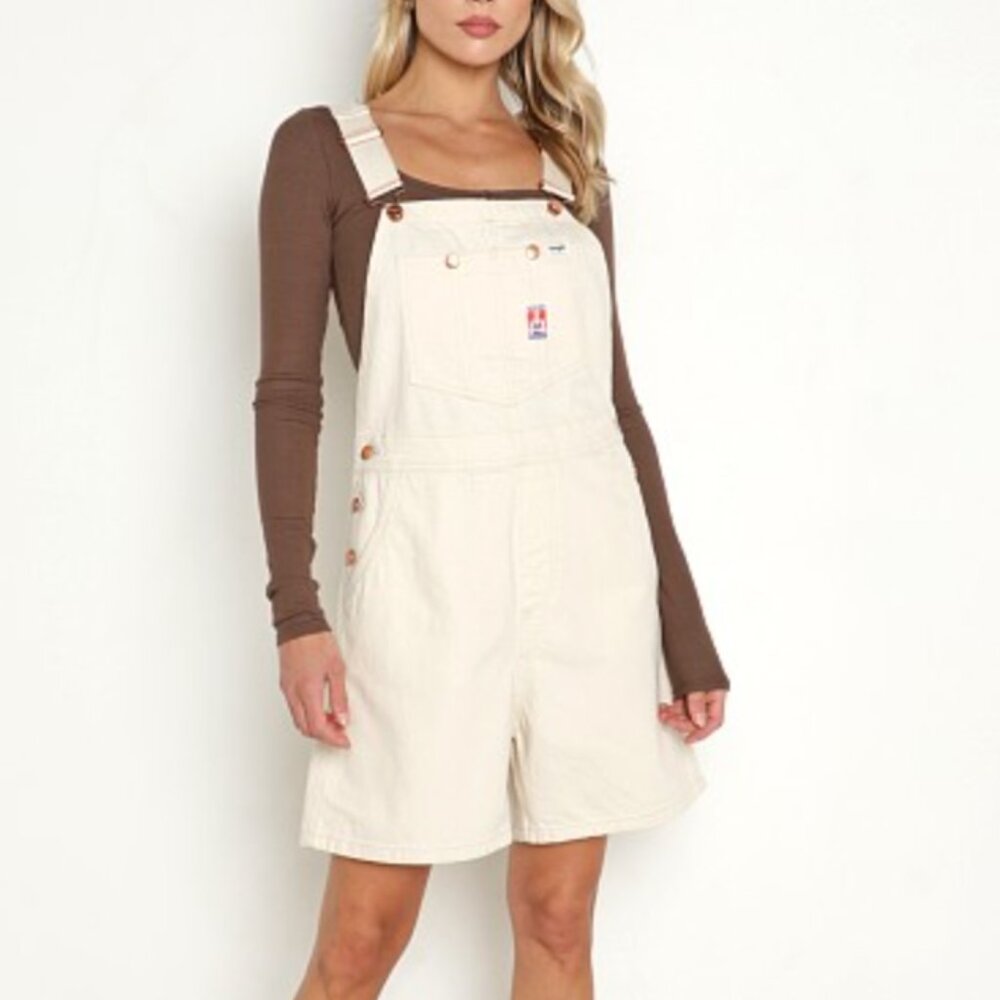 Wrangler Bib Short Natural Anthropologie Never Been Worn Medium Overalls